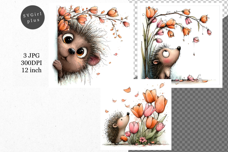 Hedgehog JPG, Whimsical JPG, JPG, Junk journal,