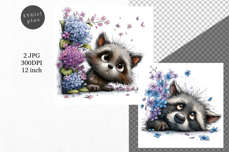 Raccoon JPG, Whimsical JPG, JPG, Junk journal,