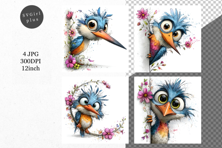 Kingfisher JPG, Peeking kingfisher, Whimsical JPG,