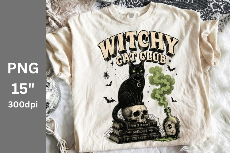 Halloween PNG, Witchy Cat Club