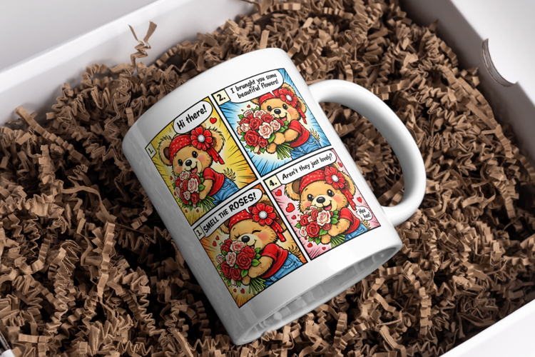 Teddy Bear mug wrap sublimation, Valentines Day sublimate