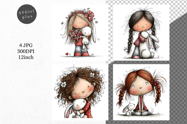 Easter Girl, Whimsical JPG, JPG, Junk journal,