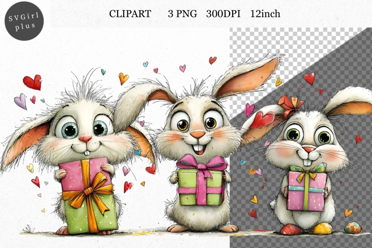 Bunny Clipart, Easter Clipart, Whimsical Clipart,