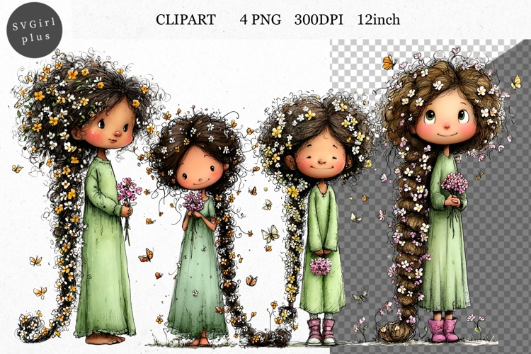Girl PNG, Girl Clipart, Whimsical Clipart