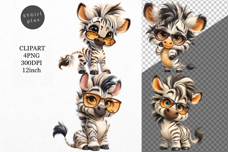 Zebra Clipart, Animals Clipart, Whimsical Clipart