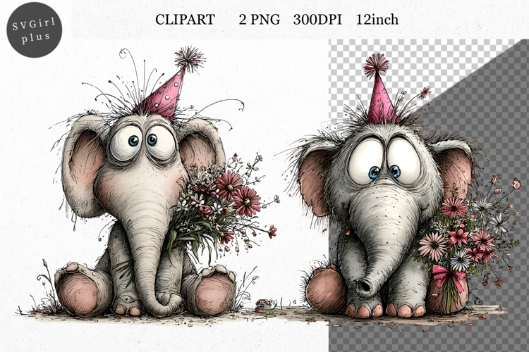 Elephant Clipart, Valentines Day Clipart, Whimsical Clipart