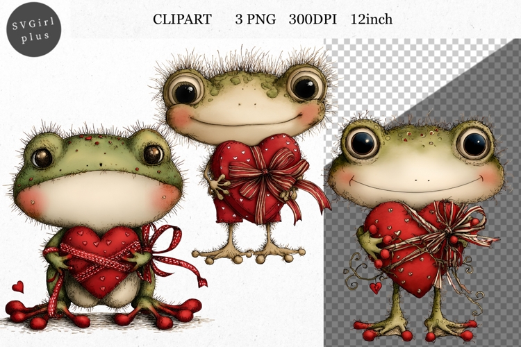 Frog Clipart, Valentines Day Clipart, Whimsical