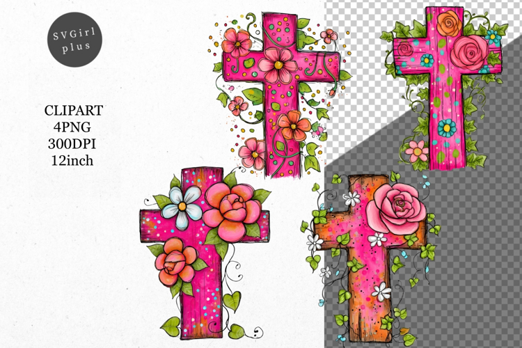 Cross clipart, Jesus, Easter clipart, Whimsical Clipart