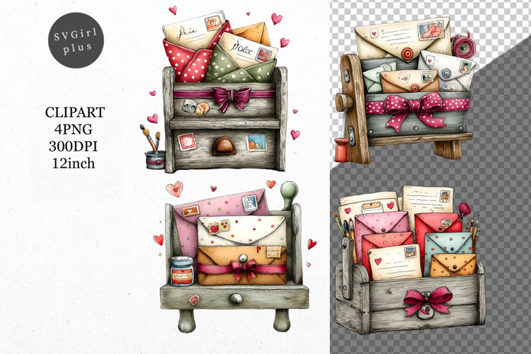 Envelop Clipart, Valentines Day Clipart, Whimsical
