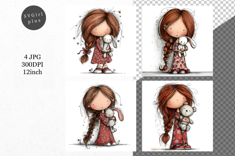 Girl, Whimsical JPG, JPG, Junk journal,