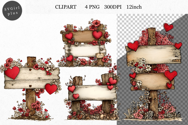 Sign Clipart, Valentines Day Clipart, Whimsical Clipart
