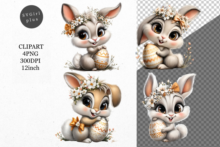Bunny Clipart, Easter Clipart, Whimsical Clipart,