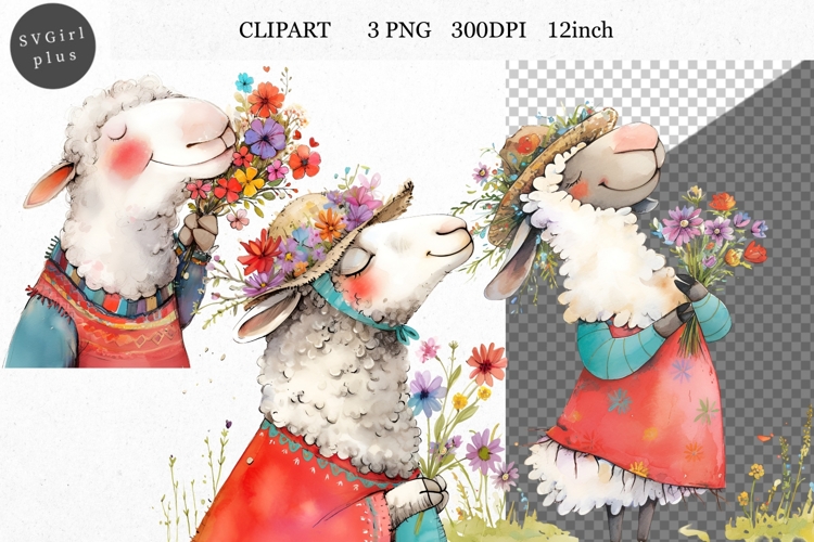Sheep Clipart, Easter Clipart, Whimsical Clipart,