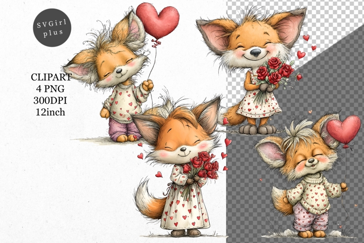 Cute Watercolor Fox Clipart Image 14