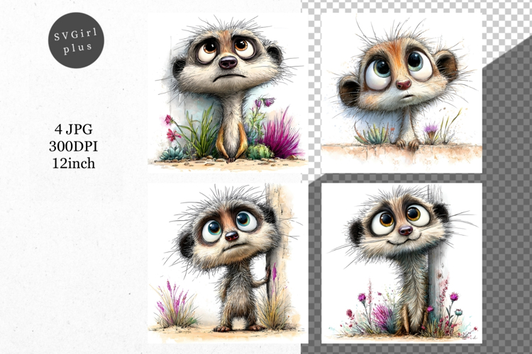 Meerkat JPG, Peeking meerkat, Whimsical JPG,
