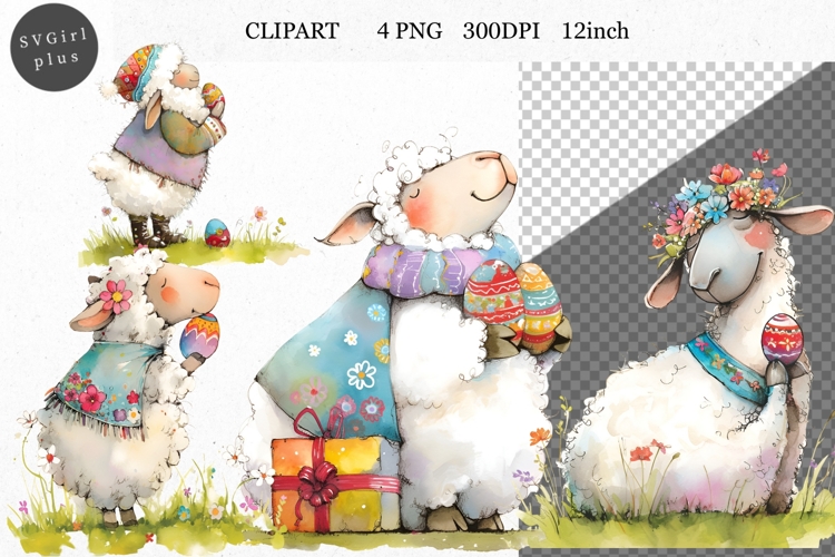 Sheep Clipart, Easter Clipart, Whimsical Clipart,