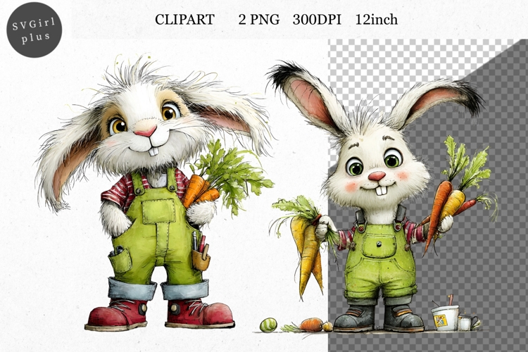 Bunny Clipart, Easter Clipart, Whimsical Clipart,