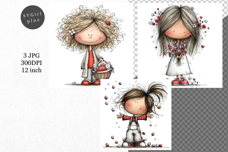 Easter Girl, Whimsical JPG, JPG, Junk journal,