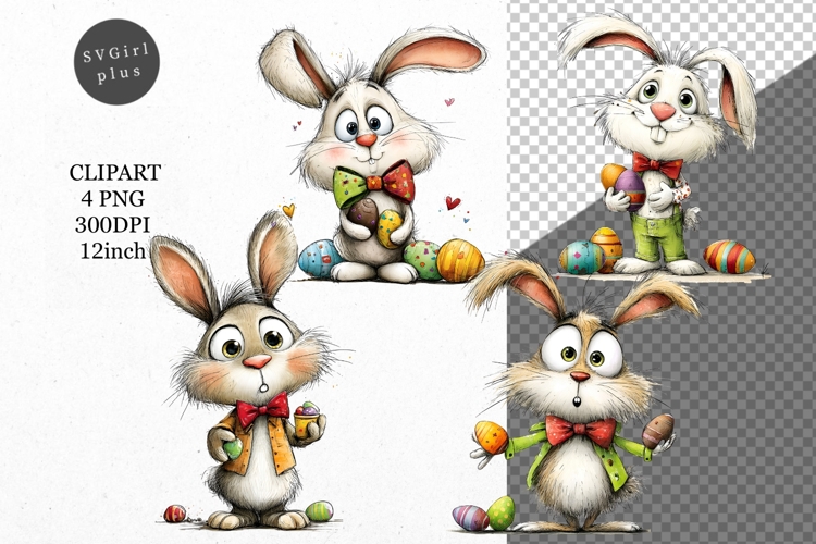 Bunny Clipart, Easter Clipart, Whimsical Clipart,