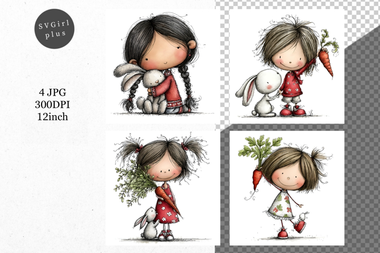 Easter Girl, Whimsical JPG, JPG, Junk journal,