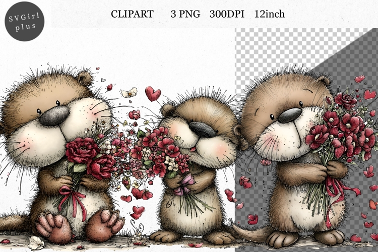Otter Clipart, Animals Clipart, Whimsical Clipart