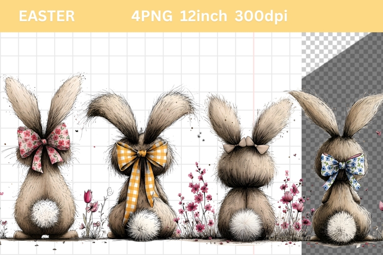 Bunny Clipart, Easter Clipart, Whimsical Clipart,