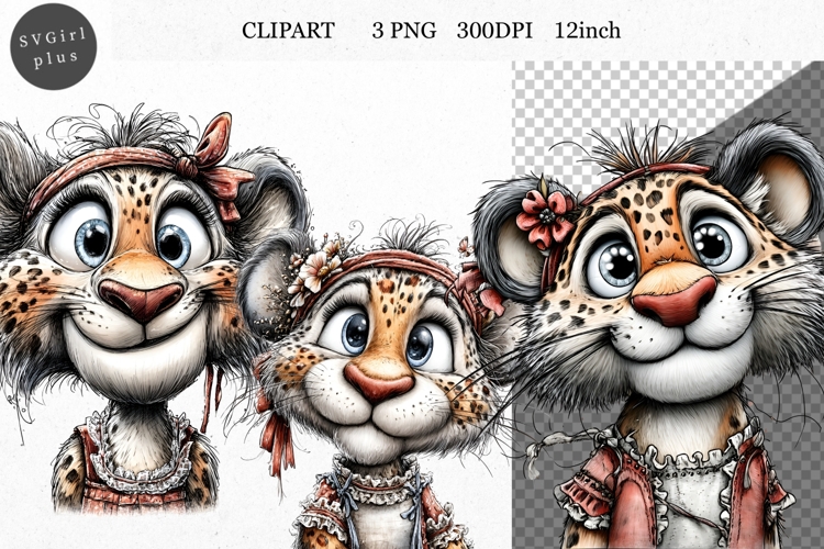 Leopard Clipart, Animals Clipart, Whimsical Clipart