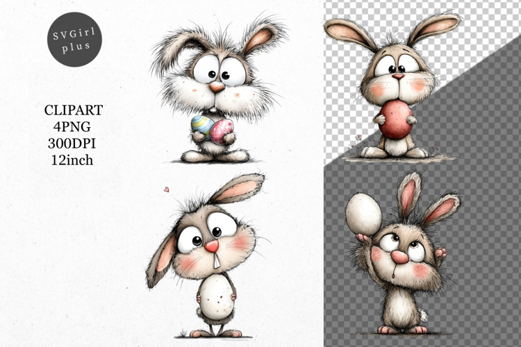 Bunny Clipart, Easter Clipart, Whimsical Clipart,
