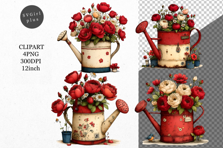 Water can PNG, Mothers Day PNG, Whimsical Clipart,