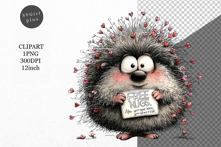 Hedgehog Clipart, Valentines Day Clipart, Whimsical Clipart
