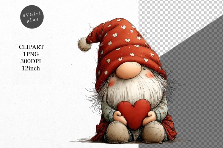 Gnome Clipart, Valentines Day Clipart, Whimsical Clipart