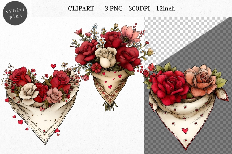 Bandana Clipart, Valentines Day Clipart, Whimsical Clipart