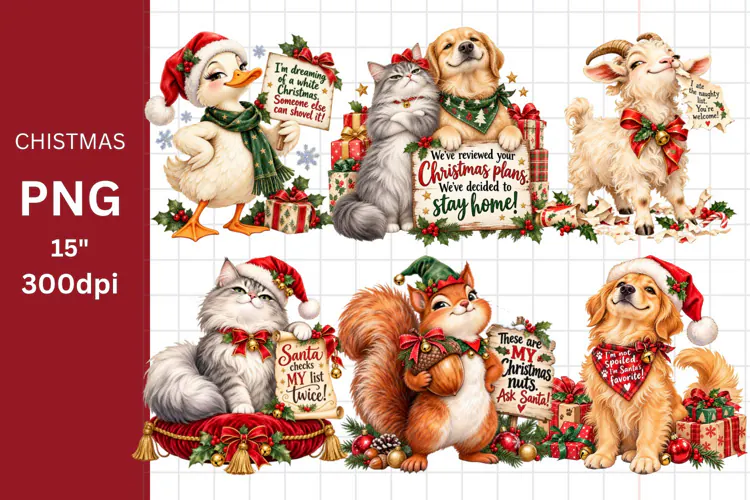 Christmas PNG, Christmas Animals PNG, Winter PNG