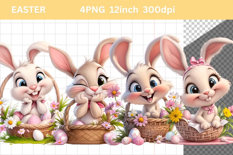 Bunny Clipart, Easter Clipart, Whimsical Clipart,