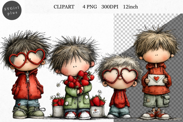 Boy Clipart, Valentines Day Clipart, Whimsical Clipart