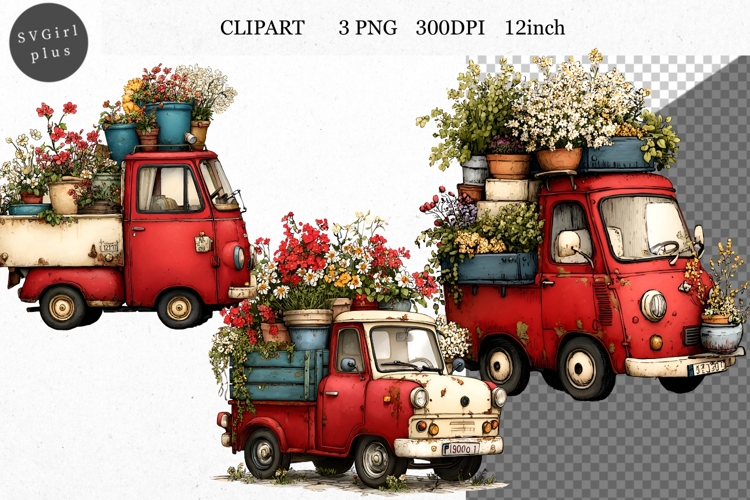Truck PNG, Mothers Day PNG, Whimsical Clipart,