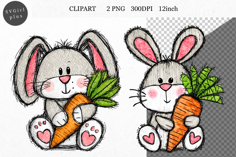 Bunny Clipart, Easter Clipart, Whimsical Clipart,