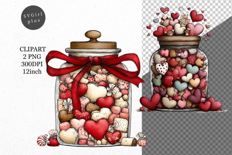 Hearts Clipart, Valentines Day Clipart, Whimsical
