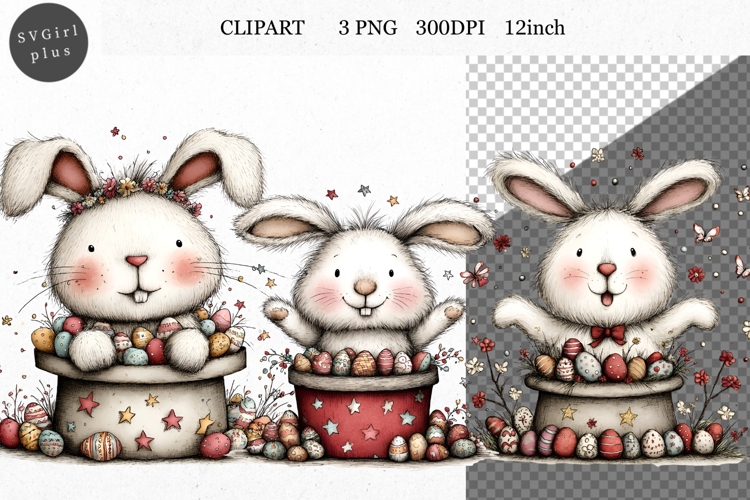 Bunny Clipart, Easter Clipart, Whimsical Clipart,