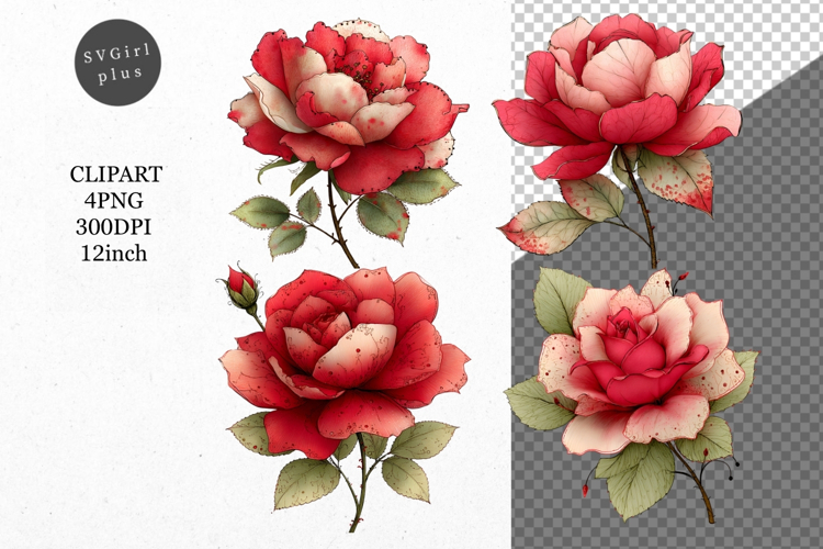 Rose PNG, Mothers Day PNG, Whimsical Clipart,
