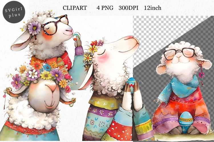 Sheep Clipart, Easter Clipart, Whimsical Clipart,