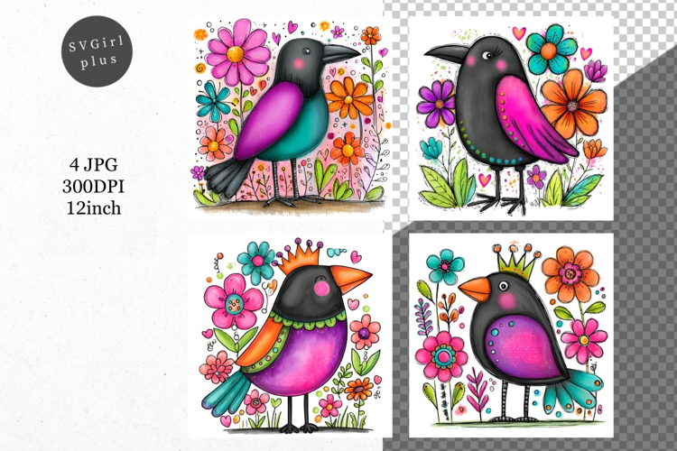 Crow, Whimsical JPG, JPG, Junk journal,