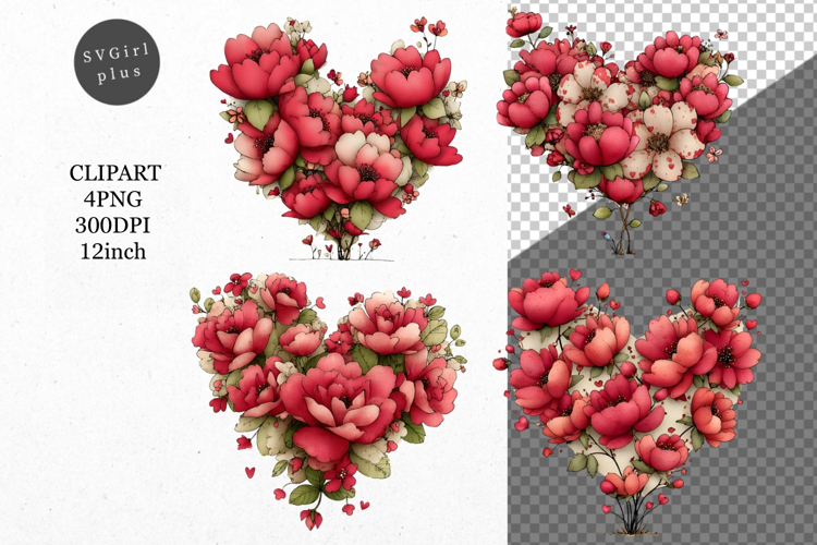 Rose heart PNG, Mothers Day PNG, Whimsical Clipart,