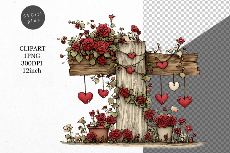Fence Clipart, Valentines Day Clipart, Whimsical Clipart