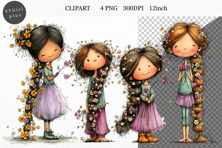 Girl PNG, Girl Clipart, Whimsical Clipart