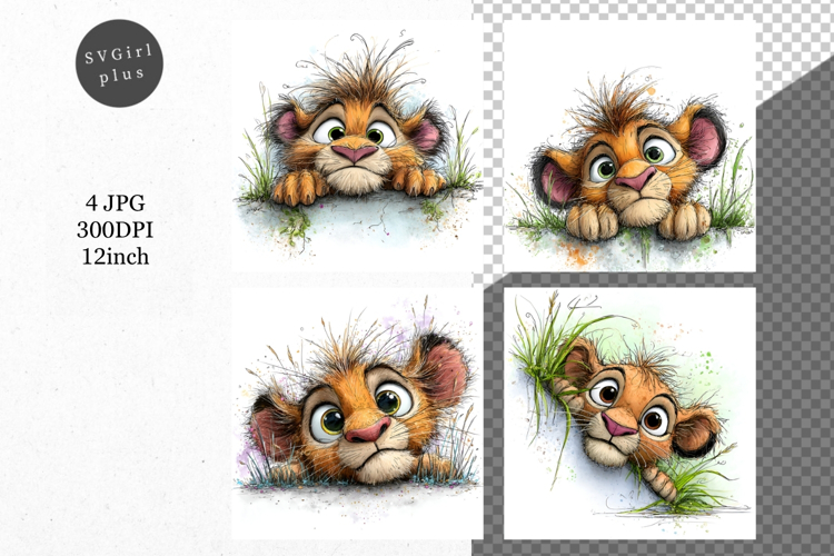 Lion JPG, Peeking lion, Whimsical JPG,