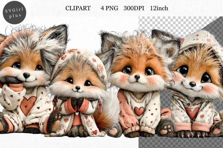 Fox Clipart, Valentines Day Clipart, Whimsical Clipart
