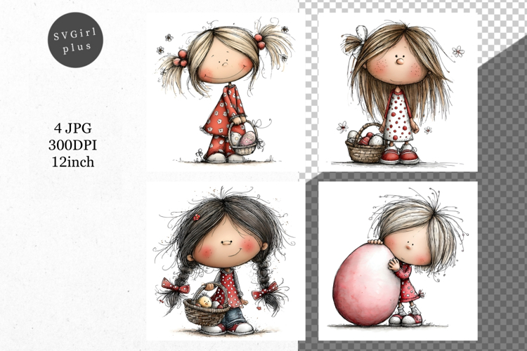 Easter Girl, Whimsical JPG, JPG, Junk journal,