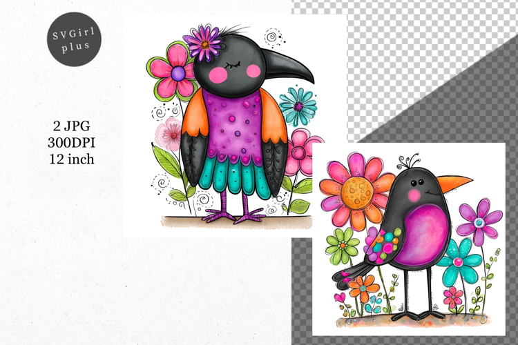 Crow, Whimsical JPG, JPG, Junk journal,