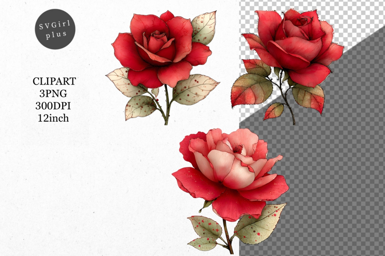 Rose PNG, Mothers Day PNG, Whimsical Clipart,